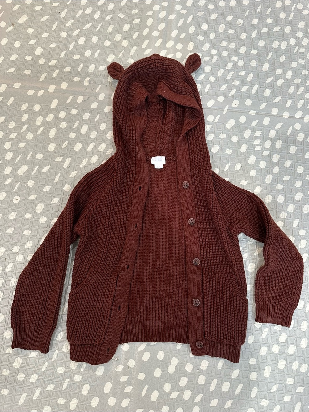 Jamie Kay Kids Hooded Knit Cardigan with Bear Ears - Brown